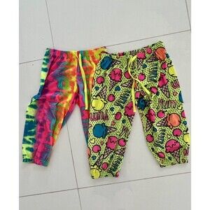 Justice PJ Bottoms Girls 8 Pink Bright Multicolor Lot of 2 Leggings